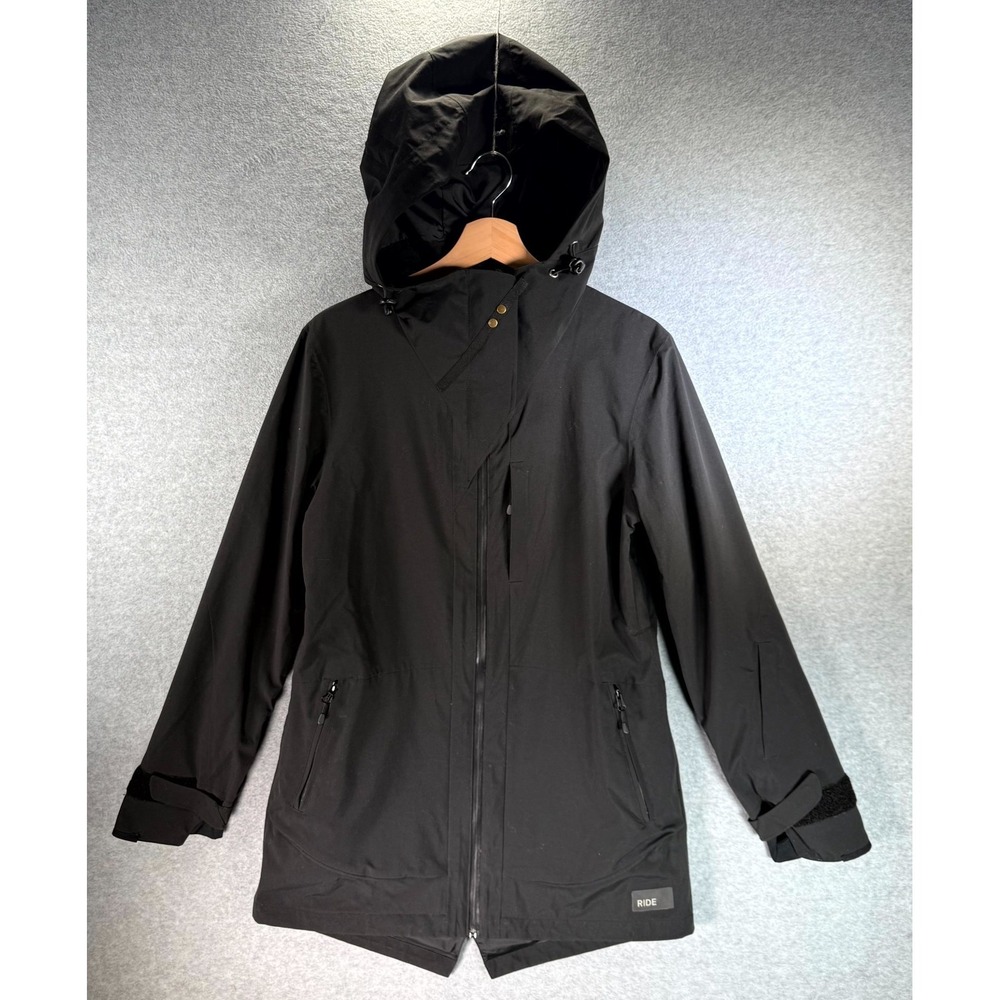 RIDE Snowboards‎ Jacket Women's Medium Black Full-Zip Hooded Secure Pockets NWOT